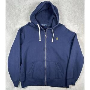 Polo Ralph Lauren Hoodie Mens 2XL Full Zip Waffle Hood Heavyweight Blue Jacket